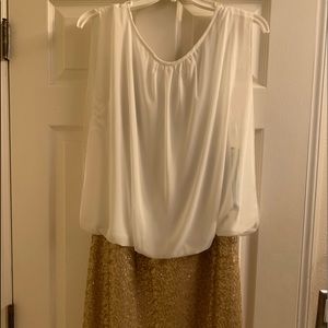 Size 12 NWT white and gold sparkly dress